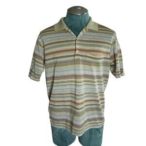 Vintage St Croix Men's Knit Polo Shirt Multicolored Striped 100% Cotton Size M